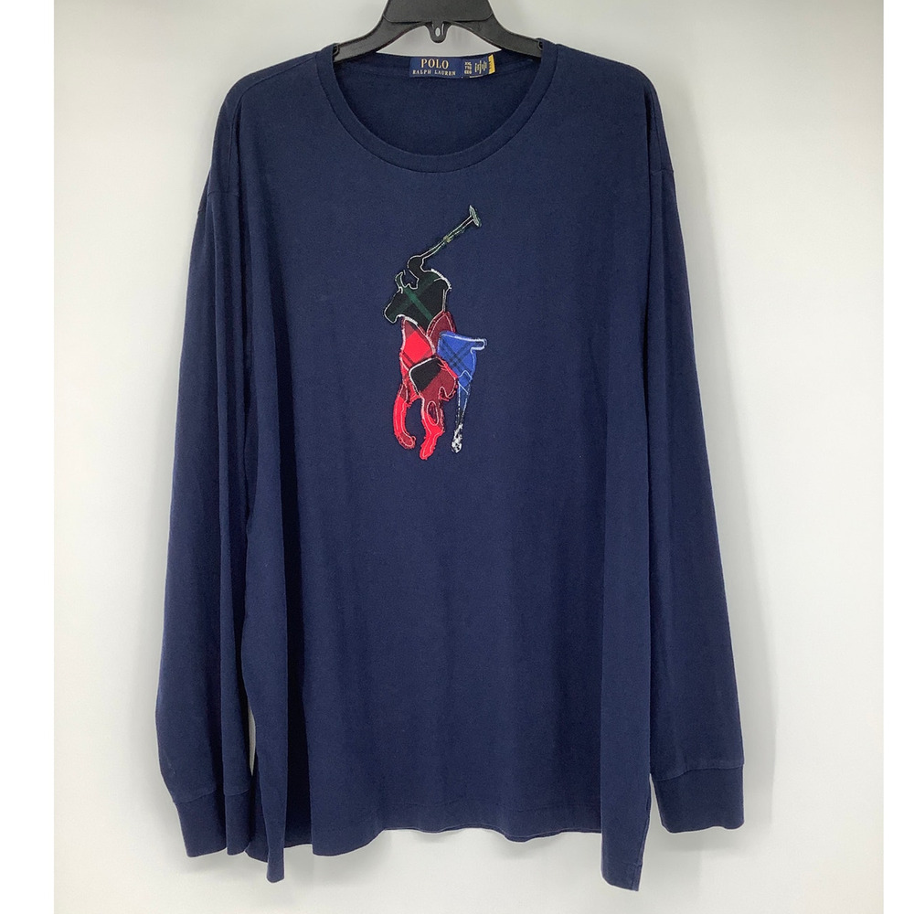 Polo Ralph Lauren Mens XXL Classic Fit Navy Plaid Pony Jersey Tee T-Shirt I14-16 - Picture 6 of 9